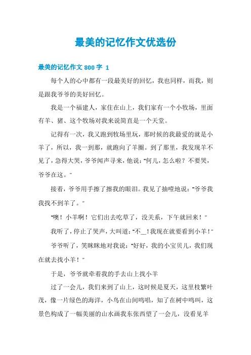最美的记忆作文优选份
