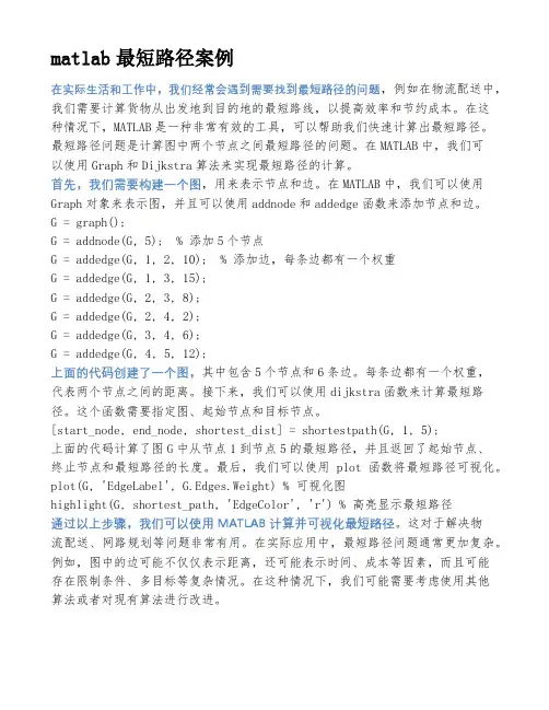 matlab最短路径案例