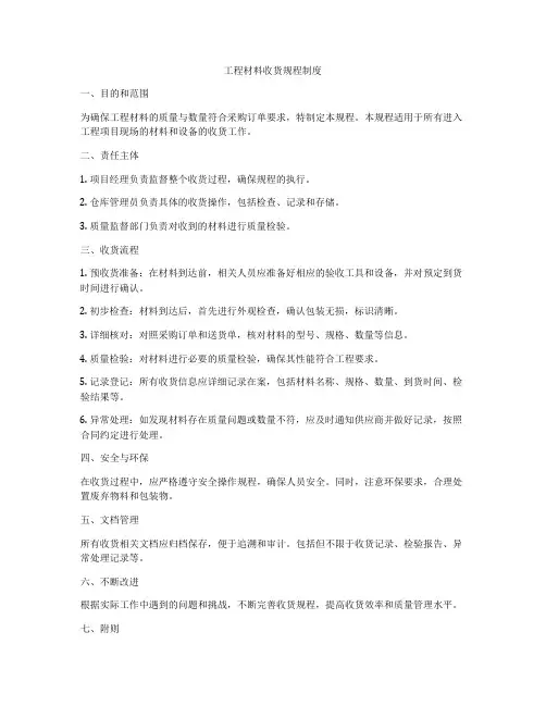 工程材料收货规程制度