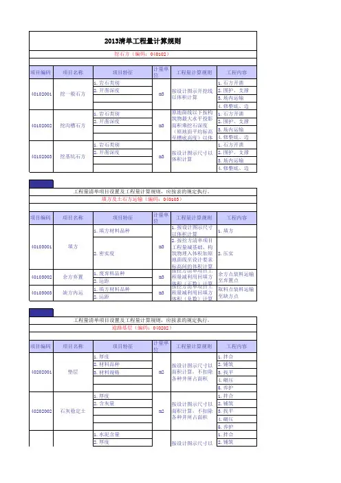 2013清单工程量计价规则
