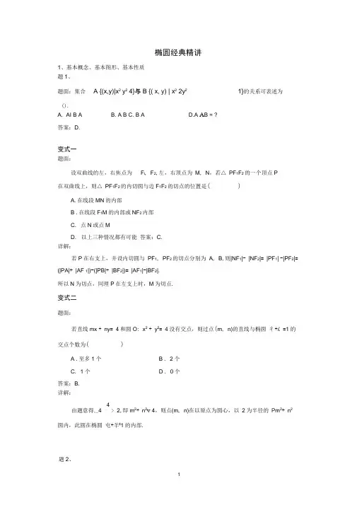 (完整版)椭圆经典精讲例题详细答案