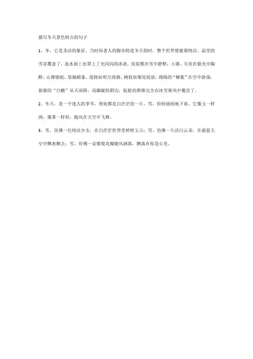 描写冬天景色特点的句子