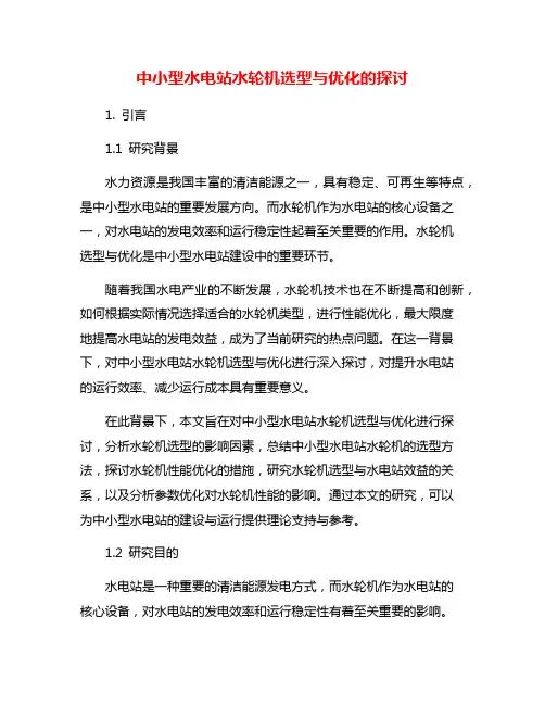 中小型水电站水轮机选型与优化的探讨