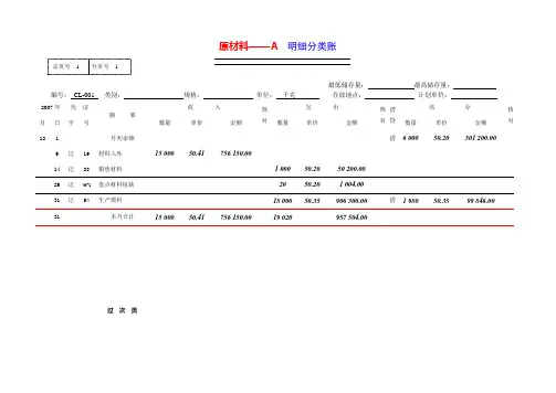 数量金额式明细账