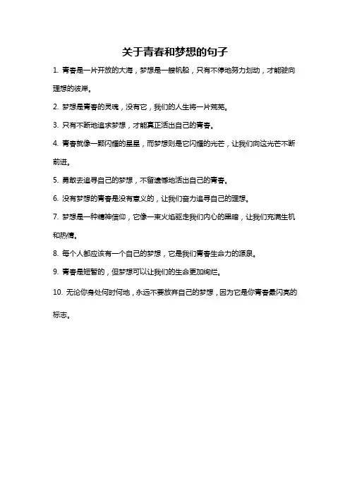 关于青春和梦想的句子