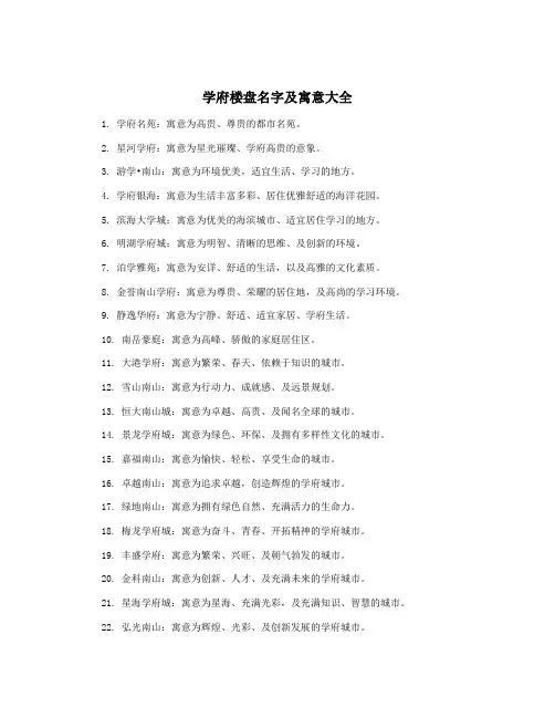 学府楼盘名字及寓意大全