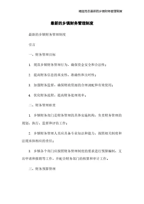 精简范本最新的乡镇财务管理制度