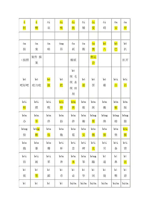 所有常用汉字大全(含拼音)