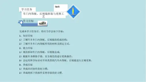 钣金学习任务一 , 车门内饰板、后视镜拆装与更换工艺