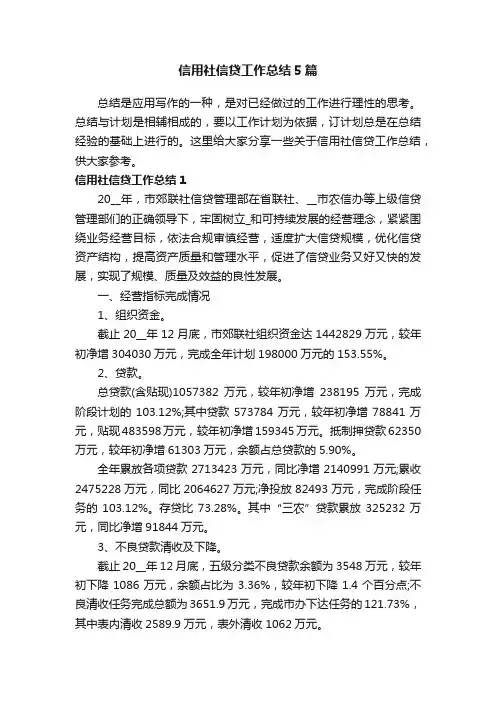 信用社信贷工作总结5篇