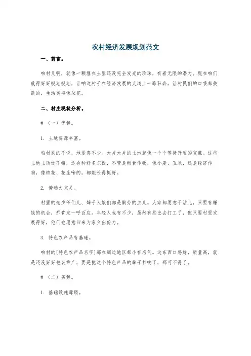 农村经济发展规划范文