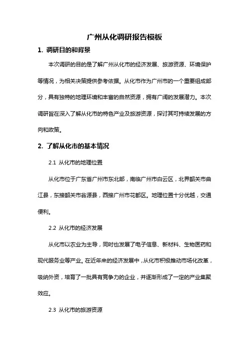 广州从化调研报告模板