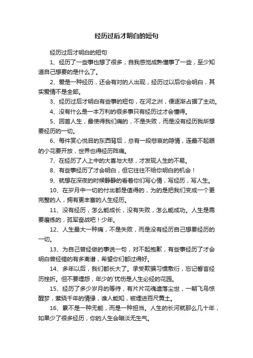 经历过后才明白的短句