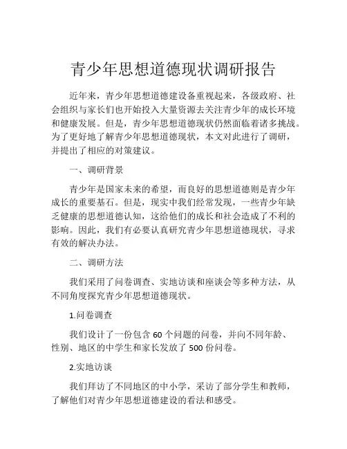 青少年思想道德现状调研报告