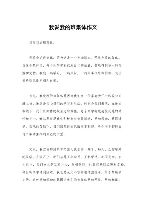我爱我的班集体作文