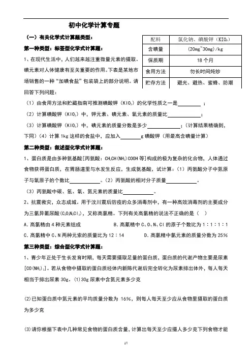 初中化学计算题大全