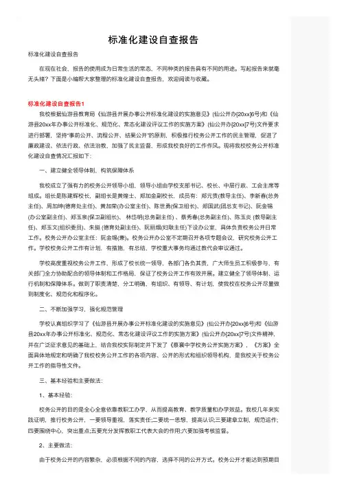 标准化建设自查报告
