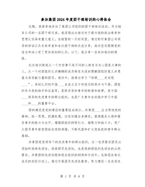 参加集团2024年度团干部培训的心得体会（3篇）