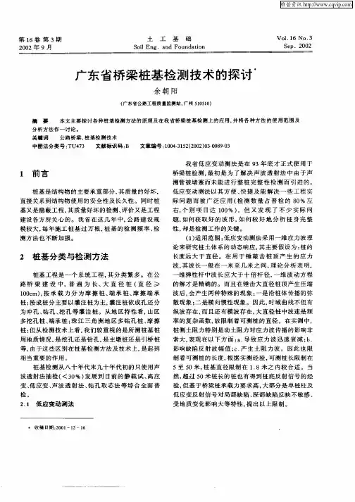 广东省桥梁桩基检测技术的探讨