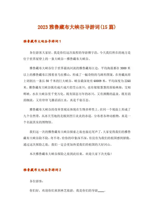 2023雅鲁藏布大峡谷导游词(15篇)_2