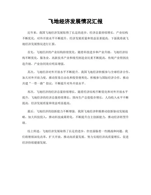 飞地经济发展情况汇报