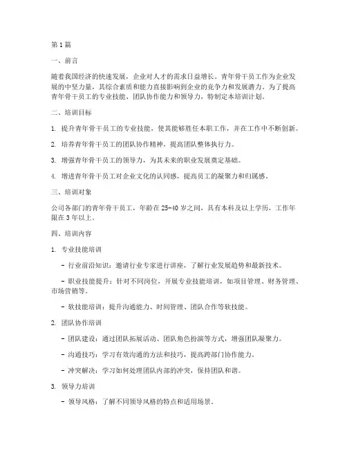 青年骨干员工的培训计划(2篇)