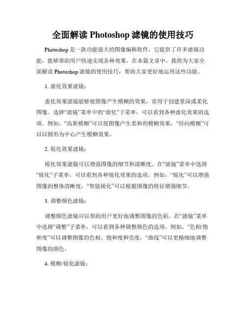 全面解读Photoshop滤镜的使用技巧