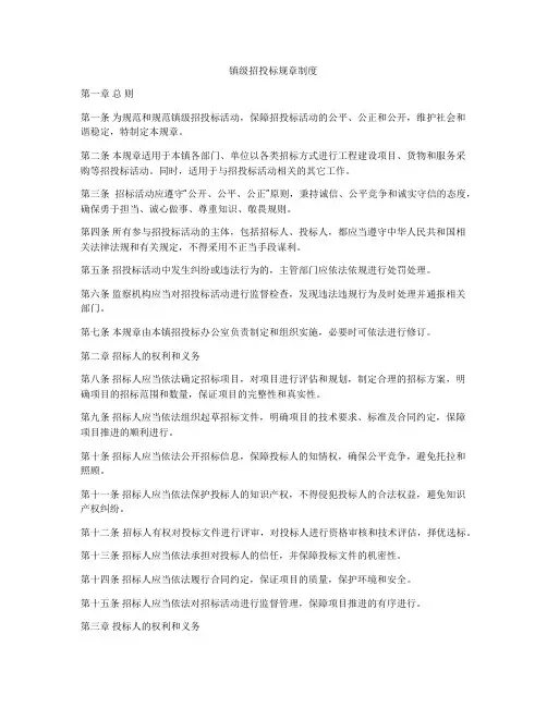镇级招投标规章制度