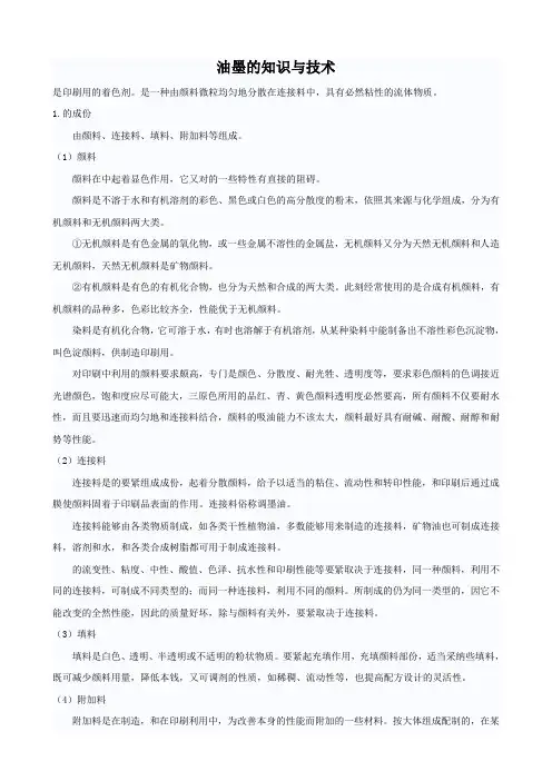 油墨的知识及太阳油墨一览表