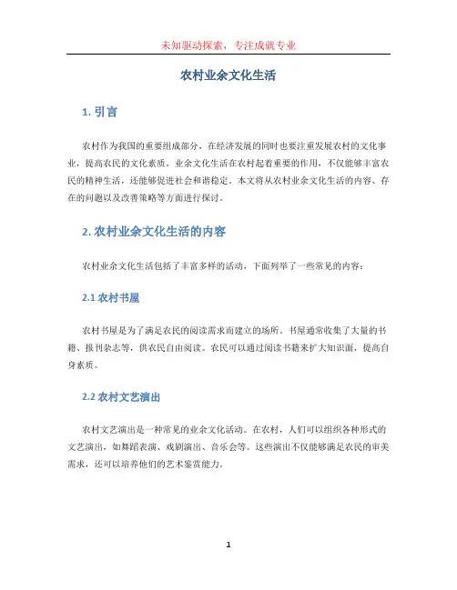 农村业余文化生活