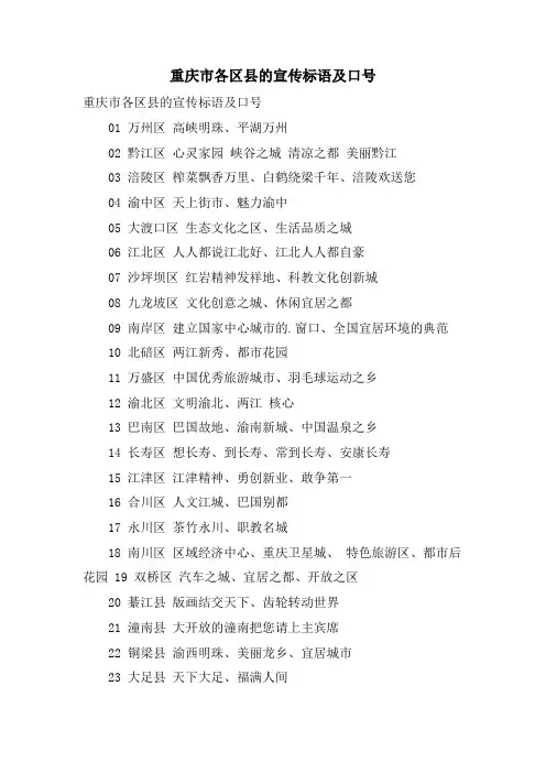 重庆市各区县的宣传标语及口号