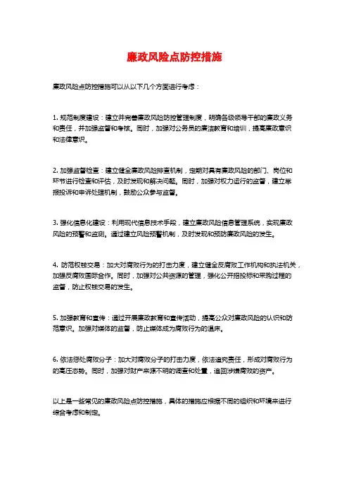 廉政风险点防控措施