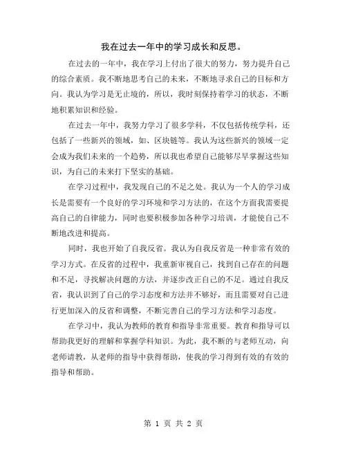 我在过去一年中的学习成长和反思