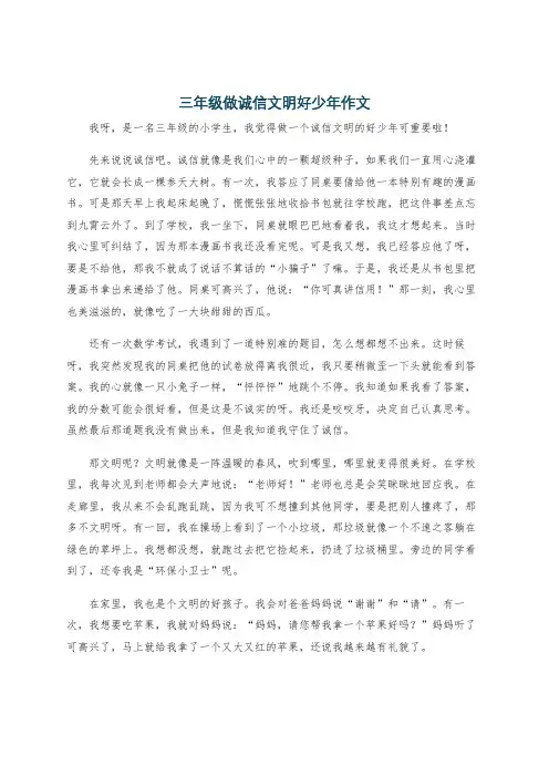 三年级做诚信文明好少年作文