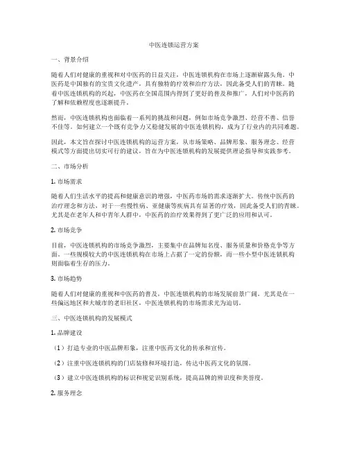 中医连锁运营方案