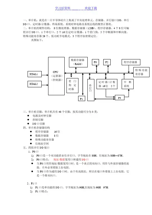 单片机期末复习重点总结