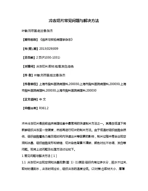 冷冻切片常见问题与解决方法