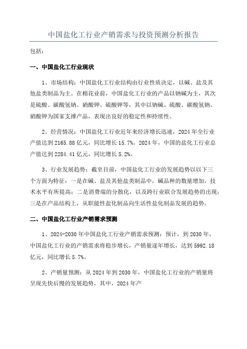 中国盐化工行业产销需求与投资预测分析报告