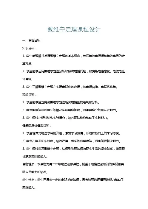 戴维宁定理课程设计
