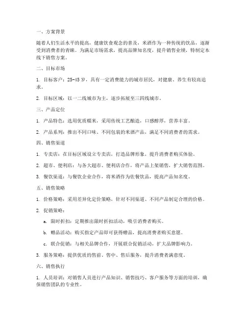 米酒线下销售方案策划
