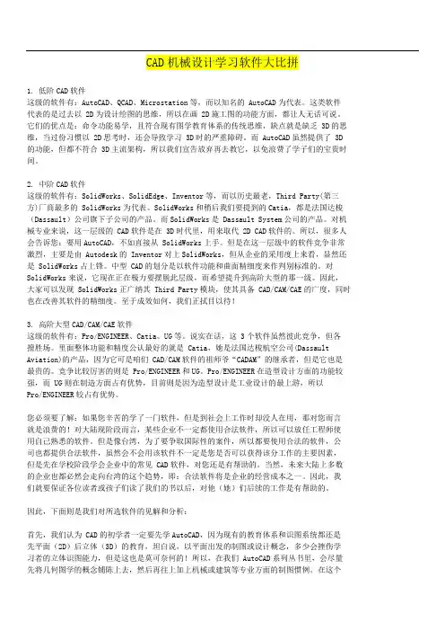 CAD机械设计学习软件大比拼