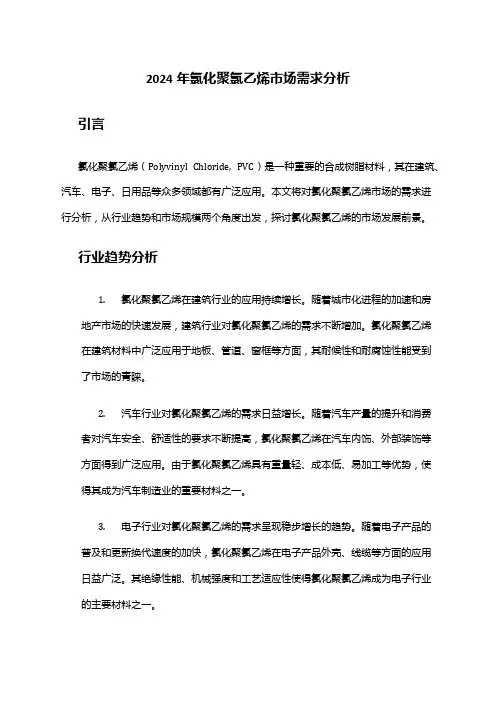 2024年氯化聚氯乙烯市场需求分析