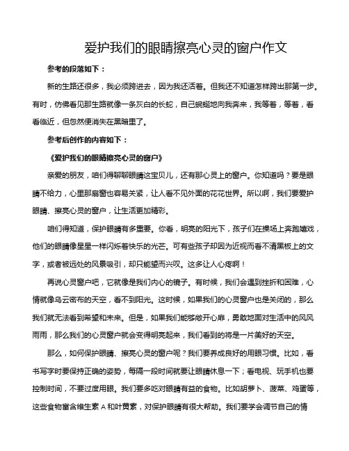 爱护我们的眼睛擦亮心灵的窗户作文