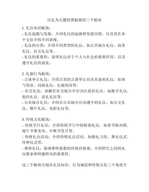 以礼为主题的黑板报的三个板块