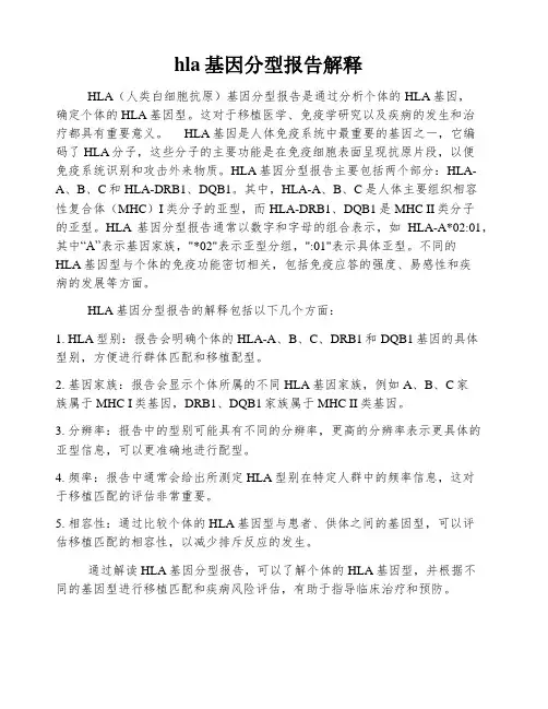 hla基因分型报告解释