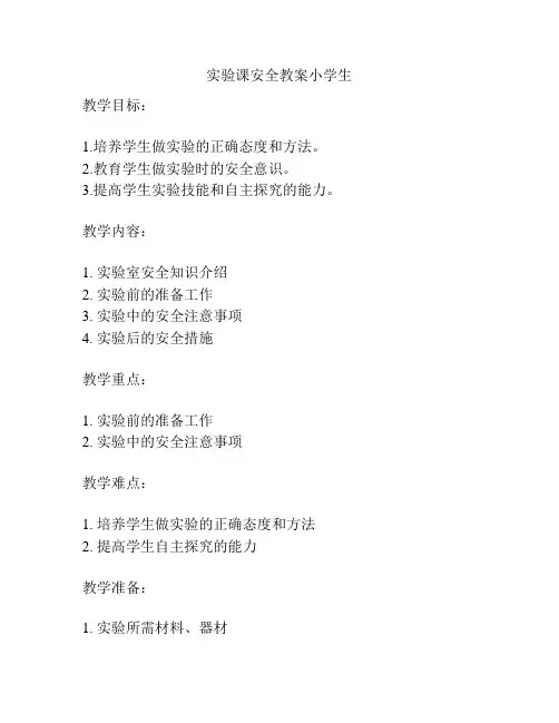 实验课安全教案小学生