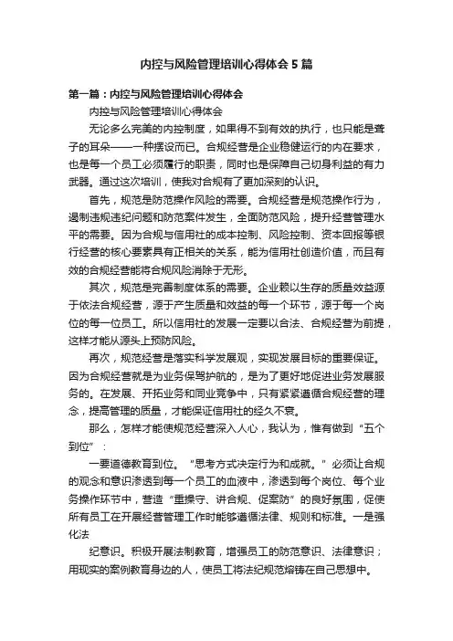 内控与风险管理培训心得体会5篇