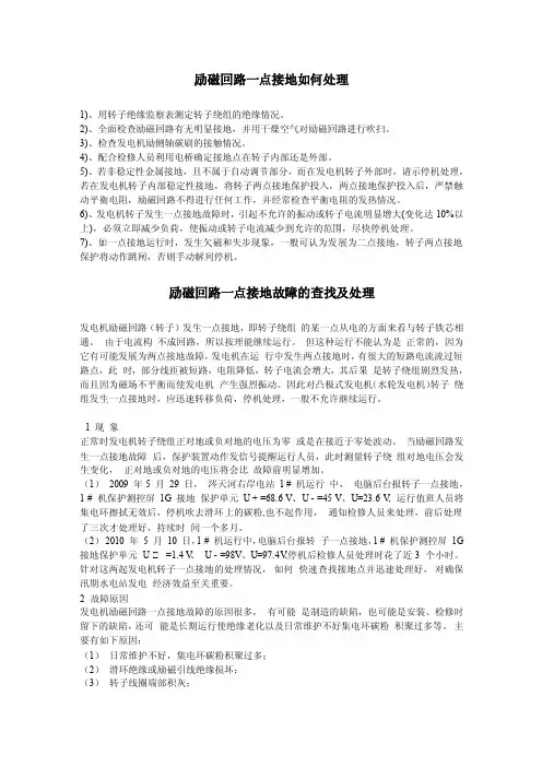 励磁回路一点接地处理