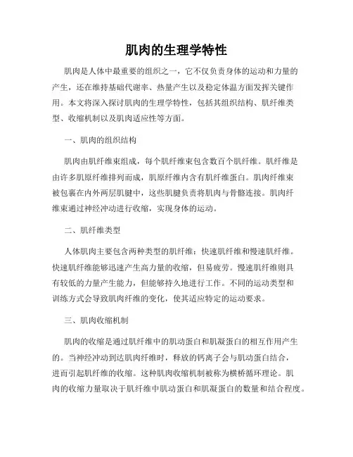 肌肉的生理学特性
