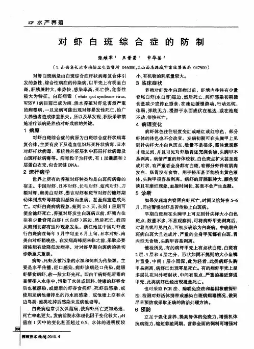 对虾白斑综合症的防制